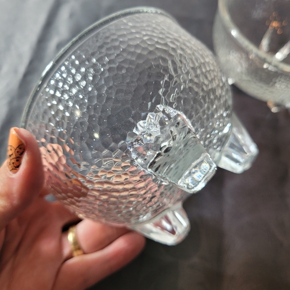 Vintage 1960’s, Crisa Footed pebbled Glass Bowls, Set Of 2 - Picture 3 of 6